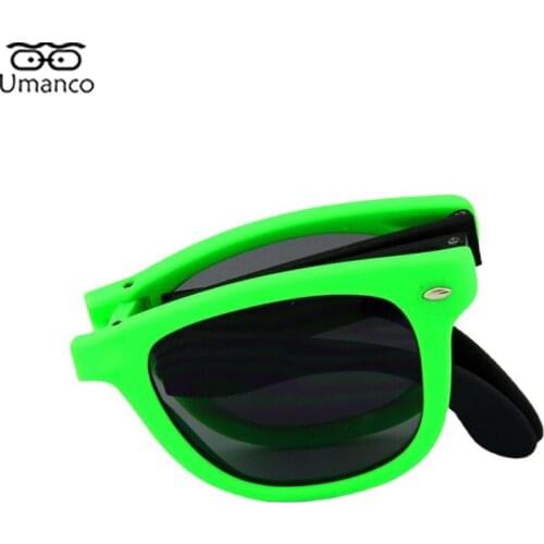 Umanco Ultralight Square Foldable Sunglasses for Women Men PC Frame Sun Shade UV400 Eyeglasses Blue Green Driving Beach Eyewear