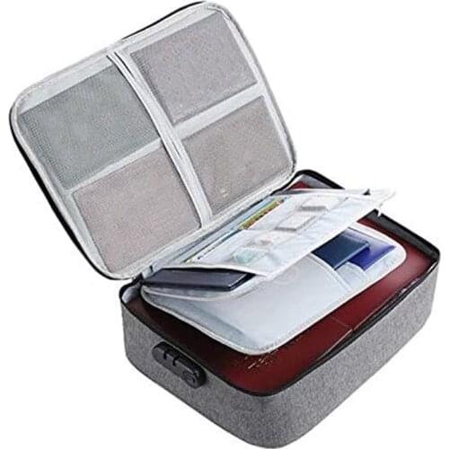 Important File Pocket Holder,Document Organizer Box,Oxford Waterproof Document Storage Bag with Safe Code Lock