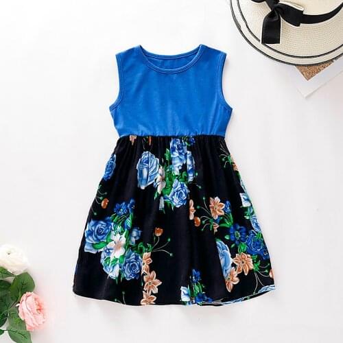 #VW Mommy Child Girls Dresses Summer Floral Patchwork O-Neck Dress Princess Sundress Dress Casual Family Clothes robe fille
