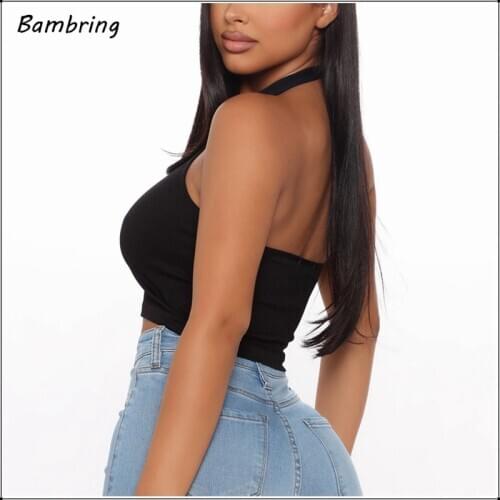Women Sleeveless Collar Camisole Ladies Sports Vest Halter Summer Beach Sexy Short Camisole Top Casual Basic New Solid Color Top