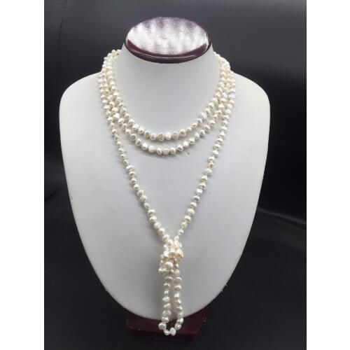 Strand Natural Cultured Fresh water Pearl opera Long Necklace nugget Baroque Real Pearls Necklaces For Women