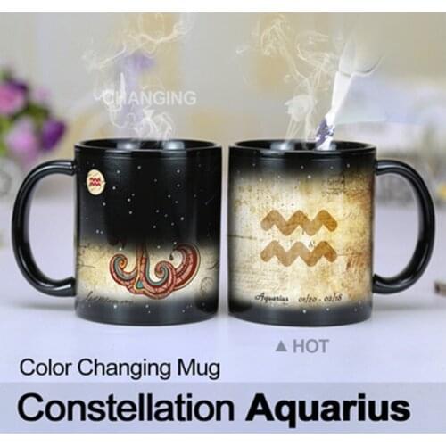 1Pcs Creative Magic Star Mugs 12 Constellations Mug Color Changing Mug Black Sky Cup Ceramic Coffee Tea Cup Christmas Gifts Mugs