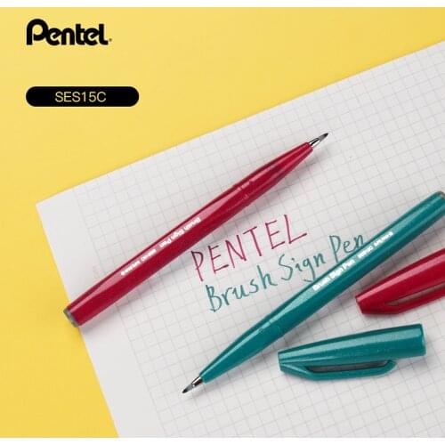 1pcs Pentel Touch Color BRUSH Soft Brush SES15 Hand Account Letter Greeting Card Calligraphy Art Pen 24 Colors Optional