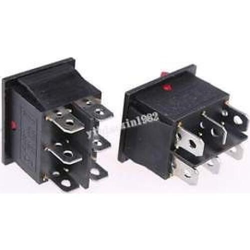 10pcs AC 16A/250V 20A/125V Red Light DPDT ON/ON Snap in Boat Rocker Switch 29x21