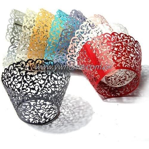 12pcs/Pack Hollow Out Flower Vine Cupcake Paper Wrappers Wraps Cases Wedding Birthday Party Decorations