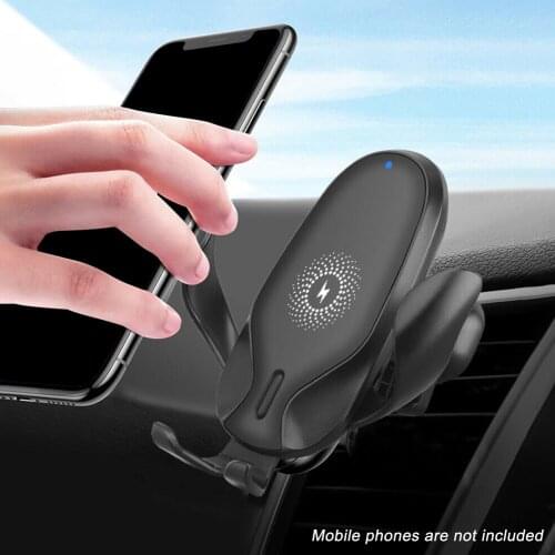 15W Gravity Holder Qi Fast Charging Wireless Car Charger Air Vent Shockproof ABS 360 Degree Rotating Cradle Holder Desktop Stand