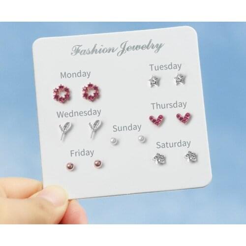 2021 New Trend Fashion Stud Earrings Set For Women Statement Heart Star Snowflake Flower Crystal Pearl One Week Not Repeating