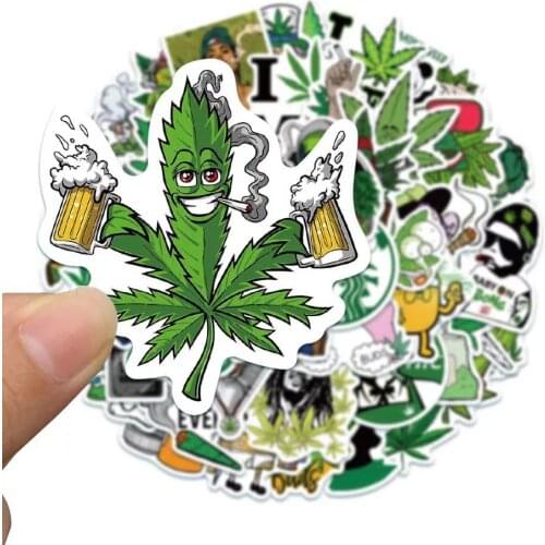 30/50 PCS Green Leaf Waterproof Stickers for Car Styling Bike Motorcycle Phone Laptop Travel Luggage Cool Funny Spoof JDM Decal