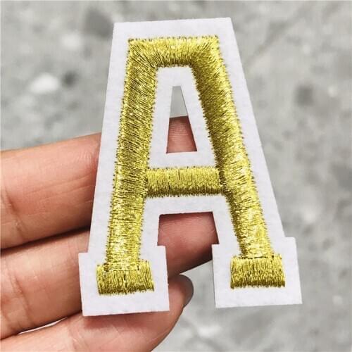 New 1Pcs Golden Color English Alphabet Letter A-Z Applique Iron On letters Patch For Clothing Badge Paste For Clothes Bag Shoes