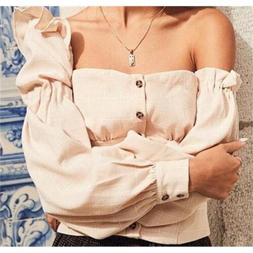 Womens 2021 Fashion Chic Irregular Scheming Shirt Solid Color Button Retro Square Collar Long Sleeve Blouse Street Wear