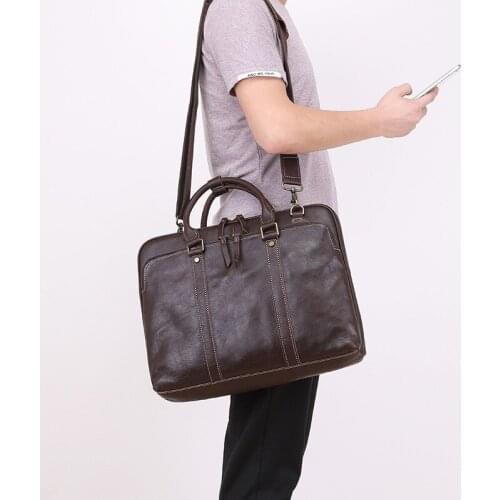 Business Briefcase For Documents Simple Genuine Leather Men Bag High Quality Laptop Man Shoulder Bag Messenger Bags Handbag