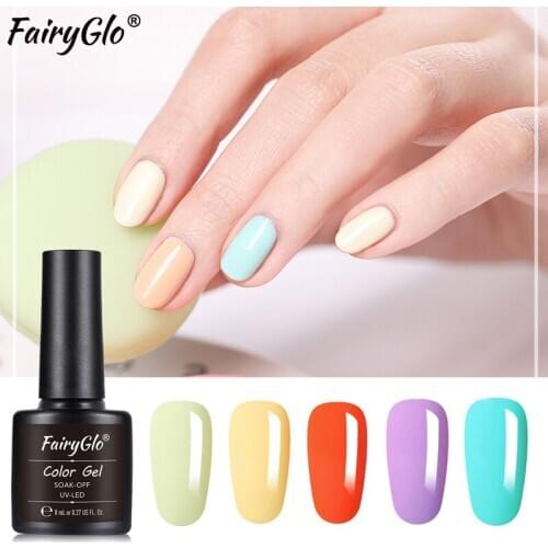 FairyGlo 8ml Macaron UV Gel Nail Polish Hybrid Varnish Semi Permanent Nail Art Manicure Lacquer Soak Off Candy Color Gel Polish