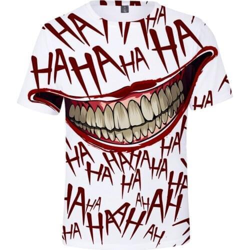 Joker T-shirt Funny Smile Print Crewneck alternative clothing Mens Summer Harajuku Tshirt Tops Plus Size T shirts fashion y2k
