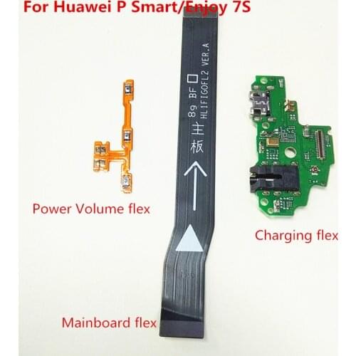 Power Volume Flex Cable & USB Charging Board Flex Cable & Mainboard Motherboard Connector Flex Cable for Huawei P Smart Enjoy 7S
