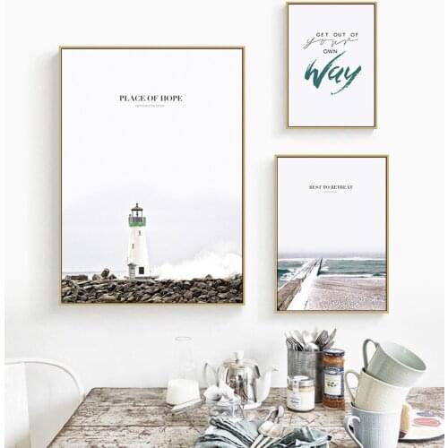 Gohipang Blue Sea And Sky Nordic Landscape Canvas Painting Free Seagull Waves Beach Art Poster Living Room Decor Seabirds Wall