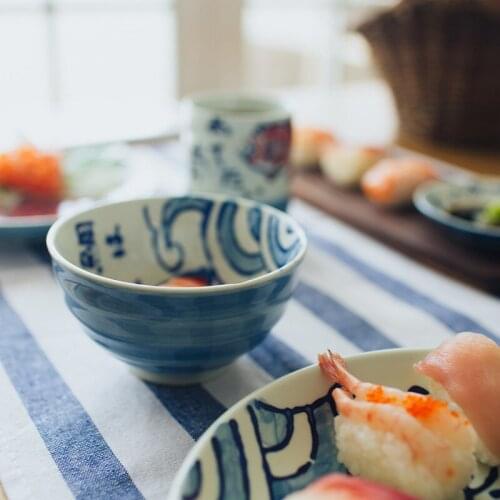 Ceramic Bowl Tableware Household Dish Rice Noodle Bowl Creative Hand-painted Japanese Style ceramica Bowl plates dinner serving