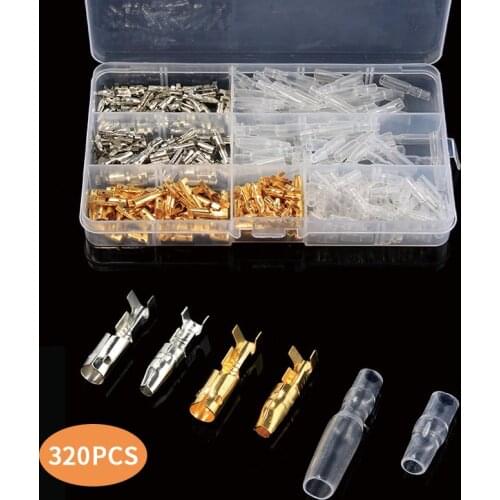 320PCS Male+Female Bullet Terminals 4mm Wire Bullet Crimp Connectors Terminal with Insulation Sheath For Car Auto Motorcycle