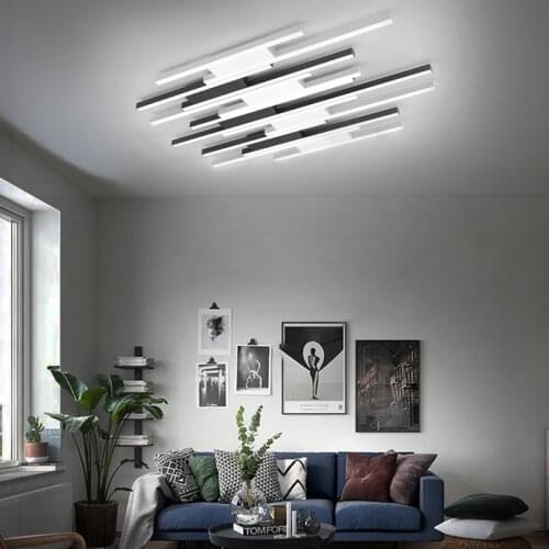 Nordic Black White Chandelier Modern For Living Room Dining Kitchen Lamp Cafe Hall Decor LED Ceiling Original Design Fixture