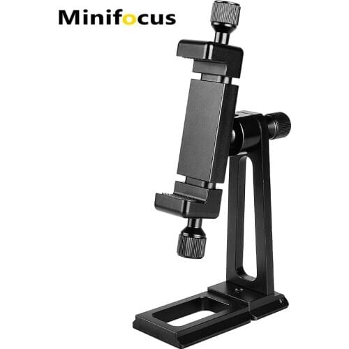 Metal Mobile Phone Clip Tripod Mount Adapter with Arca AS type QR Plate 360 Degree Rotation Smartphone Desktop Stand Foldable