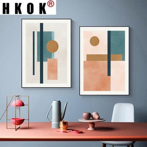 HKOK Minimalist Abstract Modern Geometric Designs Canvas Paintings Wall Art Posters Prints Picture Living Room Office Home Decor