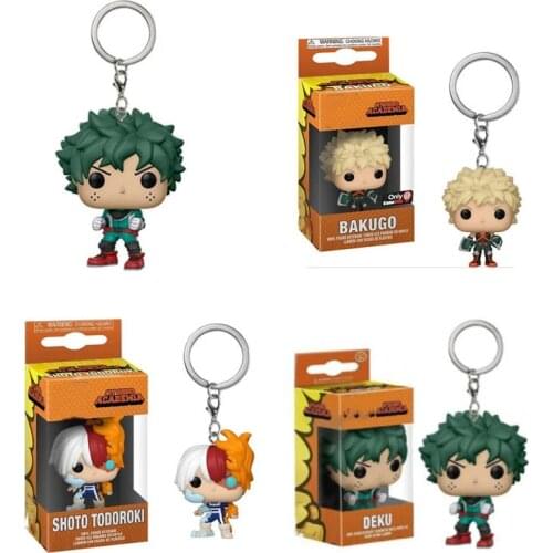 My Hero Academia Anime Keychain Midoriya Izuku Todoroki Shoto with Box Vinyl Figure Toys Collection Model Toy for Children Gift