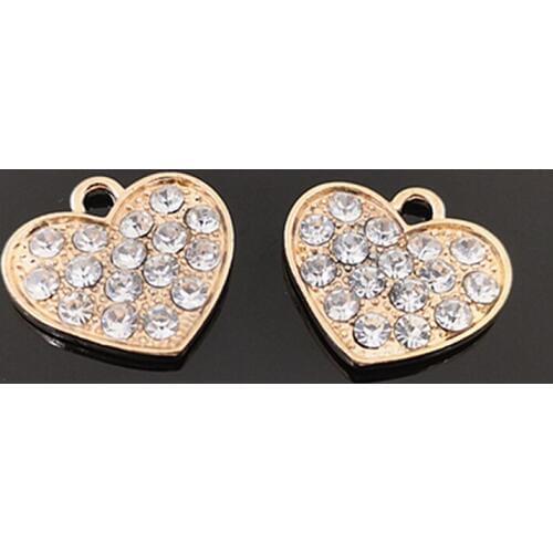 2018New 100pcs Alloy Heart Rhinestone Button for DIY Earring or Necklace Pendants and Hair Accessoriess HZ385