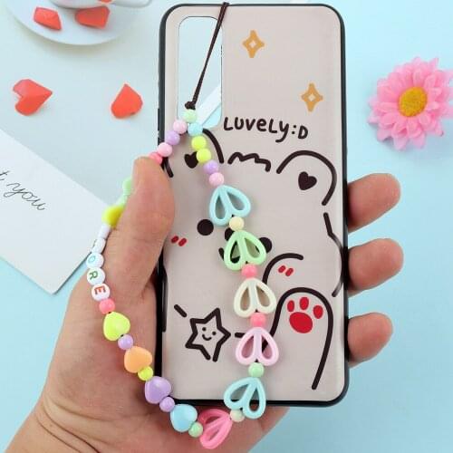 2021 New Ins Trendy Colorful Smiling Beads Chain Mobile Phone Chain Anti-lost Handmade Acrylic Cord Lanyard for Women Girls