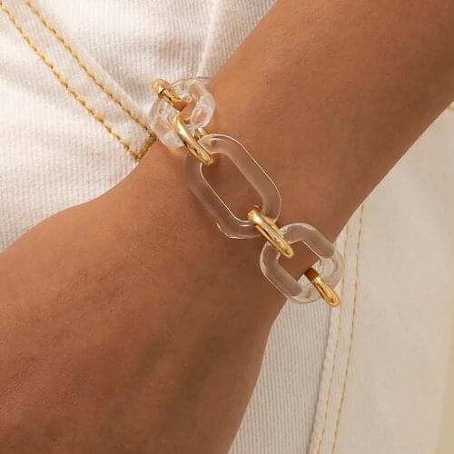 SHIXIN Transparent Acrylic Thick Chain Bracelet for Women/Girl Trendy Charms Chunky Hand Chain Jewelry 2021 Bracelets Femme Gift