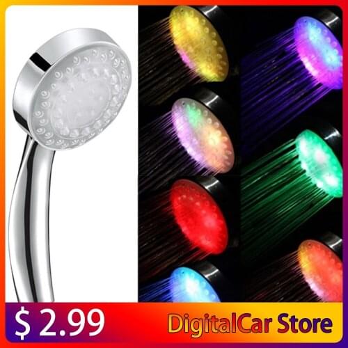 Romantic Automatic Magic 7 Color 5 LED Lighting Handing Rain Shower Single Round Head RC-9816 for Water Bath Bathroom new