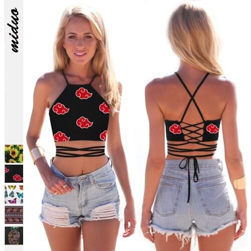 Sexy Y2K Fashion printing Hollow Out Bandage Cropped Tops Punk Style Halter Backless Tank Tops Vintage Rave E-girl Outfits Hot