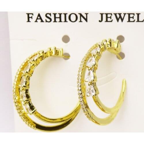 10 Pairs Hoop earrings New design Crescent earrings women jewelry Crystal hoop stud earrings Gift for women jewelry 8147