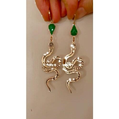 The Golden Jade Serpent Earrings,Goth Earrings,Gothic Gifts for Her