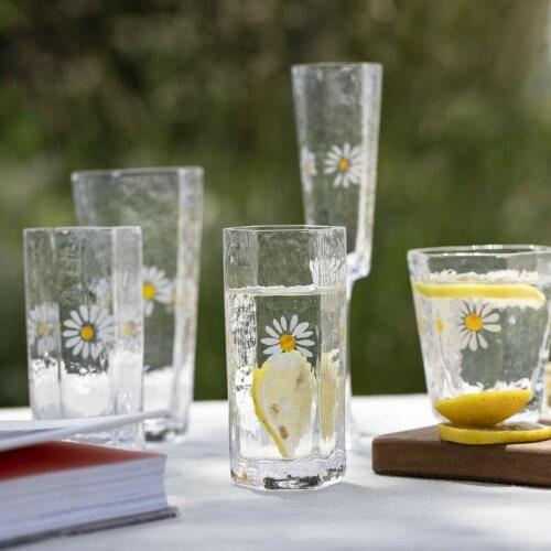 Ins Style Glass Hand Painted Retro Goblet Print Glasses Champagne Cup Juice Cups Milk Best Gift For Lovers очки декоративные