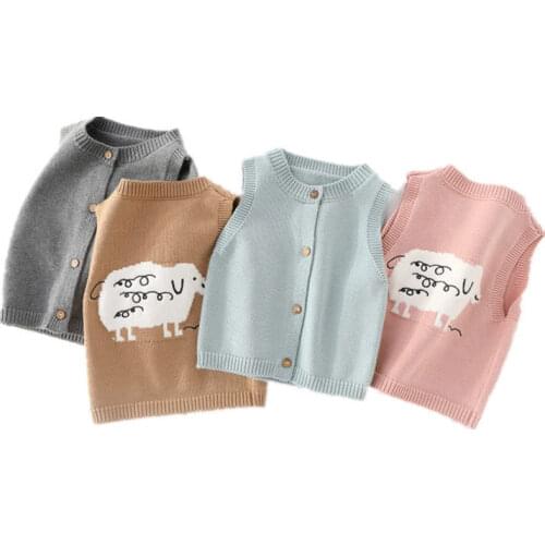VIDMID Kids Vest Sweaters New Baby Boys Girls Sleeveless Clothes Autumn Winter V-neck Cotton Solid Color Sweaters 4241 02