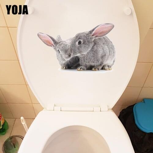 YOJA 25.6×16.4CM Happy Bunny Bedroom Wall Stickers Mural Fashion Bathroom Toilet Decor T1-3259