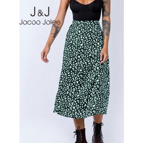 Jocoo Jolee Women Sexy Side Split Chiffon Skirt High Waist Zipper Leopard Print Beach Party Skirts Causal Summer Midi Skirt