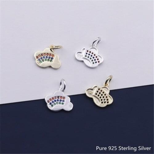 Buyee Lucky Rainbow Pendant Charm for Women Pure 925 Sterling Silver DIY Bracelet Pendant Base DIY Jewelry Findings Component