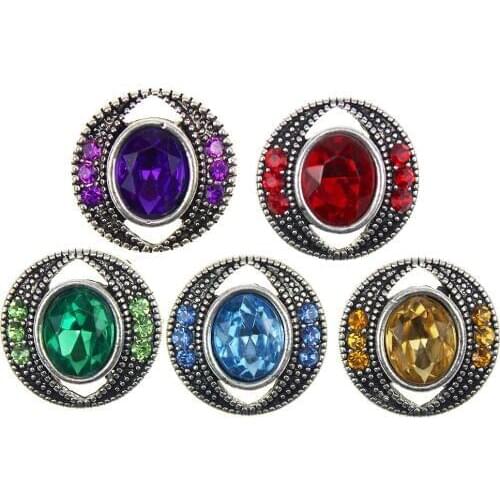 10pcs/lot Rhinestone Eyes Snap Mix Colors Ginger Metal Round 18mm Snap Buttons Jewelry Accessories fit Snap Bracelet