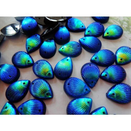 120pcs 10*14mm Sew On rhinestones dark blue AB colour resin crystal water drop shape stones flatback strass gem stones
