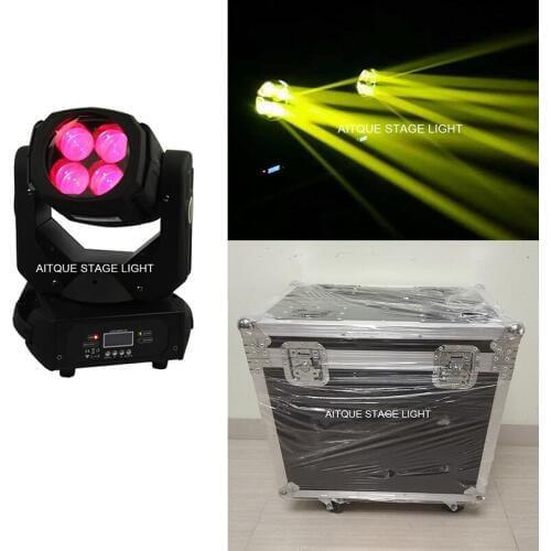 4light+Flight Case)Disco stage dj small moving head 4x25w rgbw super led beam moving head 25w mini moving head dmx flight case