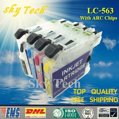 4PK Empty Refillable Cartridge suit for Brother LC563XL ,Suit for Brother J2310 J2510 J3520 J3720 ,With ARC chips