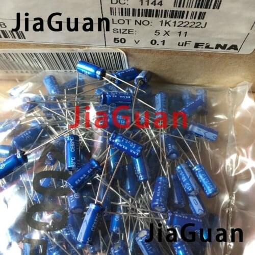 50pcs NEW ELNA RE3 50V0.1UF 5X11MM audio electrolytic capacitor 0.1uF/50V blue robe 0.1UF 50V 104