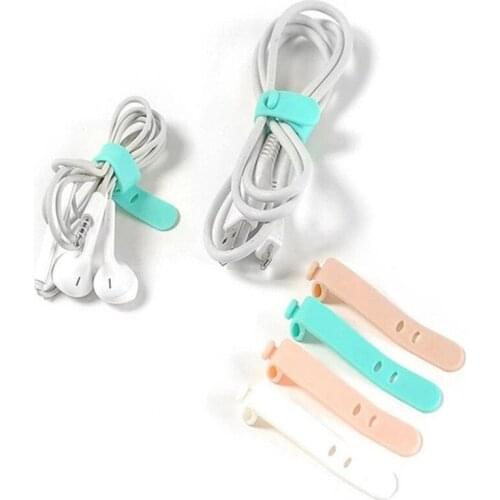 8 Pcs Mini Silicone Reusable Fastening Cable Strap Wire Organizer USB Cable Tie Utensil Organize Storage Stand Headphone Clips