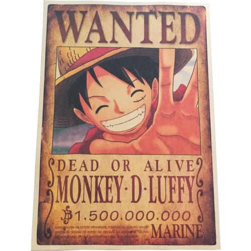 Cartoon One Piece Anime Figure Wanter Dead Or Alive Poster 51x36cm Wall Sticker Home Decoration Accessories Paintings