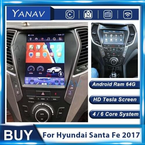 2 Din Android Car Radio Multimedia Player For Hyundai Santa Fe 2017 Stereo GPS Navigation Receiver Video Auto Audio Head Unit