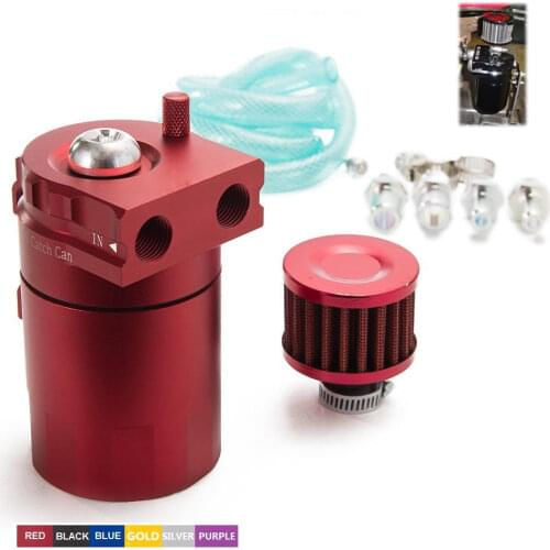 Car Accessories Oil Catch Can Aluminum Reservoir Fuel Tank With Filter 9mm / 15mm Fittings Universal Fit For Most Car