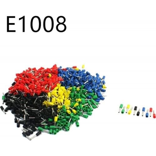 Free Shipping Yellow E1008 PVC Insulated Bootlace Ferrules For 1.0mm2, 18 AWG Wire, 8mm of Pin Length