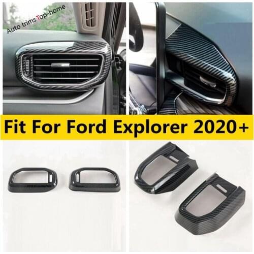 Dashboard Side Air Conditioning AC Vent Outlet Cover Trim Carbon Fiber Interior Accessories For Ford Explorer 2020 2021 Interior