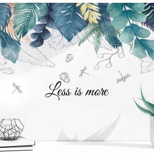 Large Nordic style Blue Leaf Wall Stickers Living room Bedroom Kids rooms Wall Decor Cute Cat Wall Decals Vinyl PVC Home Decor