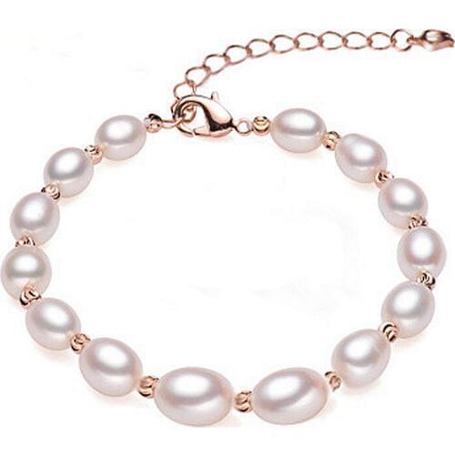 Real S925 Sterling Silver Freshwater Pearls Natural pearl bracelet Fashion bracelets for women girlfriends gift Free shipping